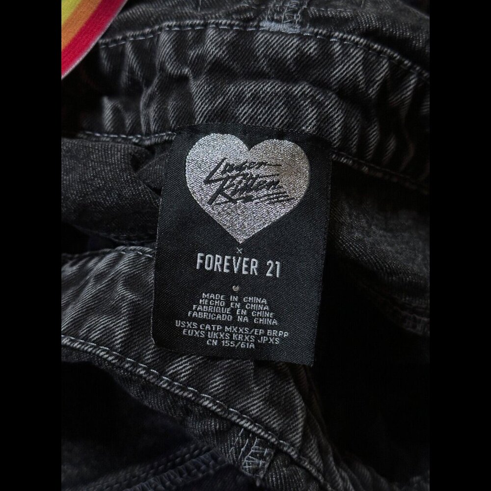 Laser Kitten x Forever 21 Overalls XS Girls Gray Charcoal Wash Rainbow Suspender - Picture 9 of 10